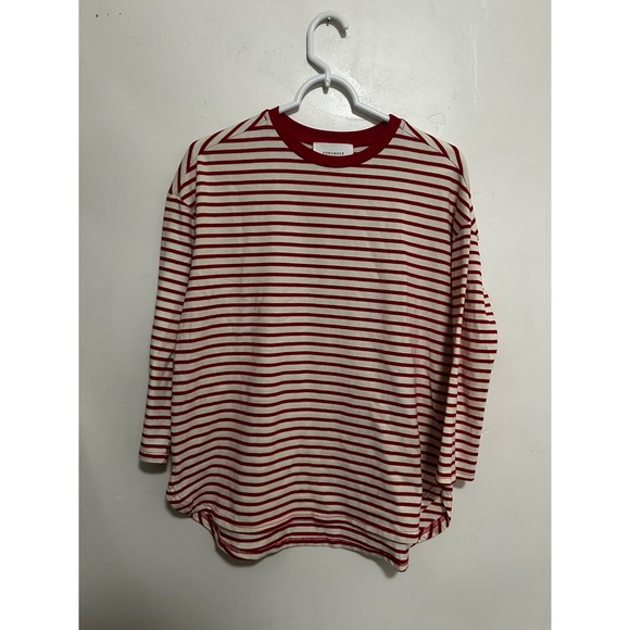 Pomander Place Tops - Pomander Place Womens Red Cream Striped Long Sleeve Crew Neck Top XS Y19661T